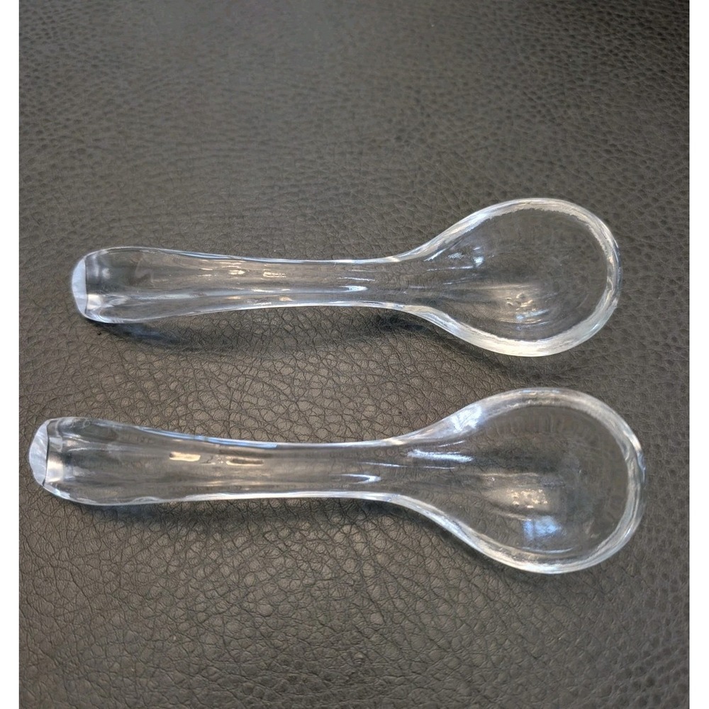 VTG Clear Glass Mayonnaise Mustard Jelly Condiment Serving Spoon Ladle Lot 5 1/2